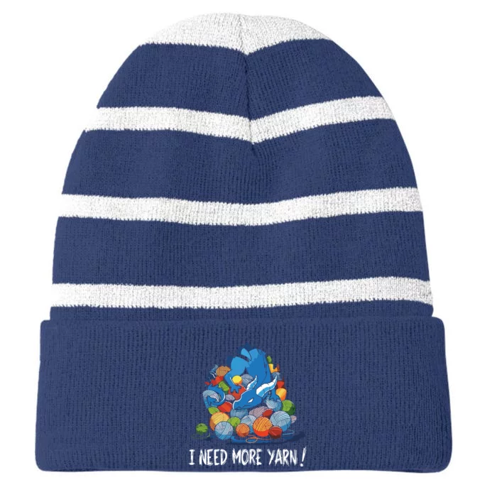 I Need More Yarn Dragon Striped Beanie with Solid Band