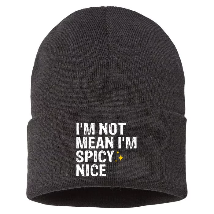 IM Not Mean IM Spicy Nice Funny Adult Humor Saying Sustainable Knit Beanie