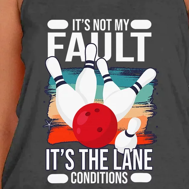 It's not my Fault it's the lane conditions Women's Knotted Racerback Tank