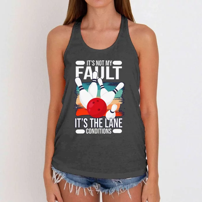 It's not my Fault it's the lane conditions Women's Knotted Racerback Tank