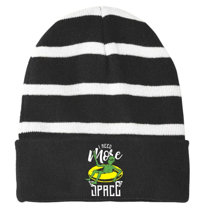 I Need More Space Striped Beanie with Solid Band