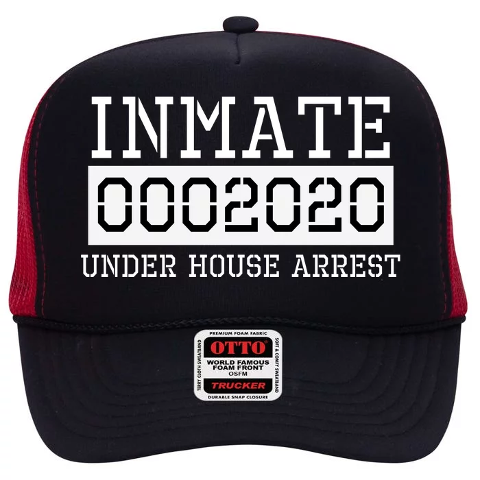 Inmate Under House Arrest Funny Prison Costume High Crown Mesh Trucker Hat