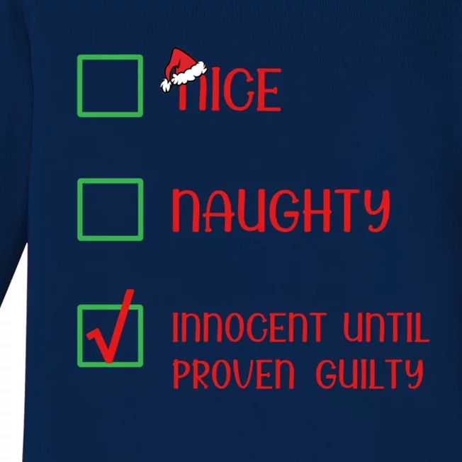 Innocent Naughty Nice Innocent Until Proven Guilty Cute Gift Baby Long Sleeve Bodysuit