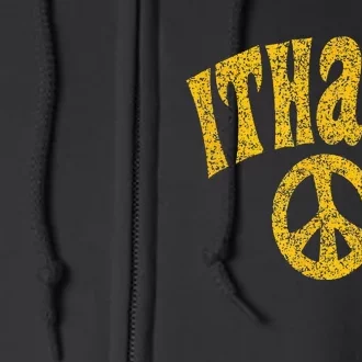 Ithaca NY New York Peace Distressed Amber Print Full Zip Hoodie