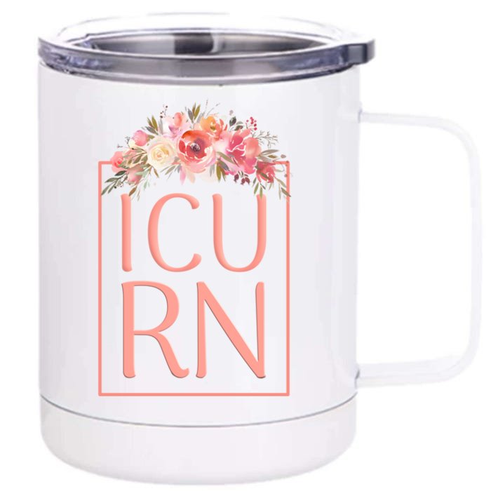 Icu Nurse Nursing Flower Design Gift Front & Back 12oz Stainless Steel Tumbler Cup