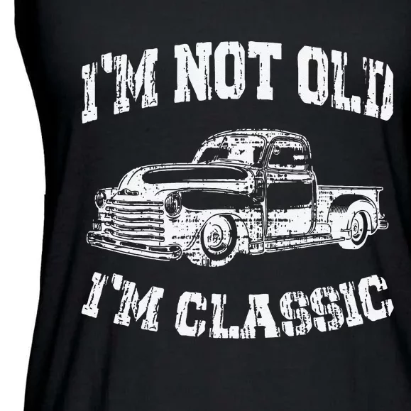 I'm Not Old I'm Classic Birthday Dad Retro Truck Graphic Ladies Essential Flowy Tank