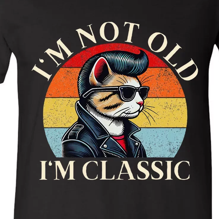 IM Not Old IM Classic Retro Funny Cat Lover V-Neck T-Shirt