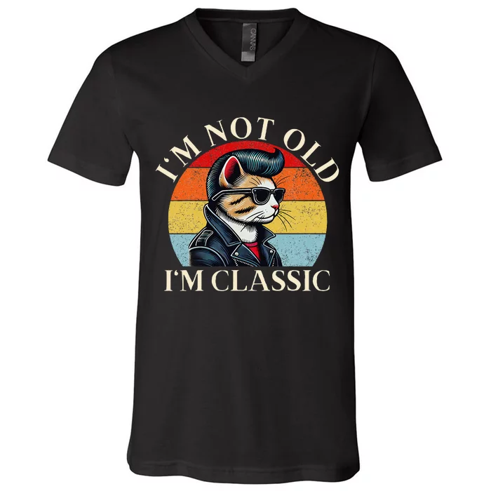 IM Not Old IM Classic Retro Funny Cat Lover V-Neck T-Shirt