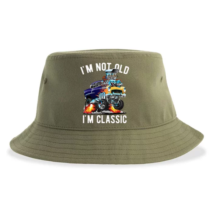 Im Not Old Im Classic Funny Hotrod Classic Car Cartoon Sustainable Bucket Hat