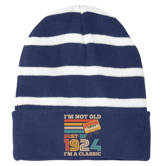 IM Not Old Best Of 1924 IM A Classic 100th Birthday Striped Beanie with Solid Band