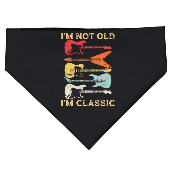 I'm Not Old I'm Classic Vintage Guitar for Dad Grandpa USA-Made Doggie Bandana