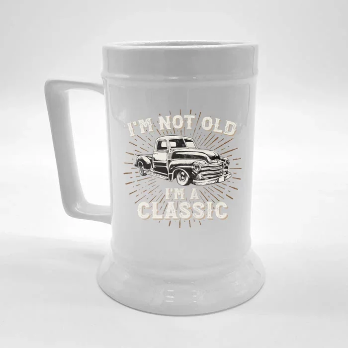 IM Not Old IM Classic Retro Truck Distressed Design Front & Back Beer Stein