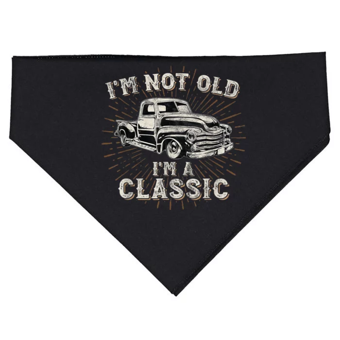 I'm Not Old I'm Classic Retro Truck Distressed Design USA-Made Doggie Bandana