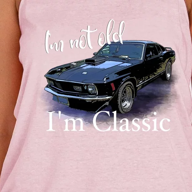 IM Not Old IM Classic Retro Muscle Car Art Birthday Women's Knotted Racerback Tank