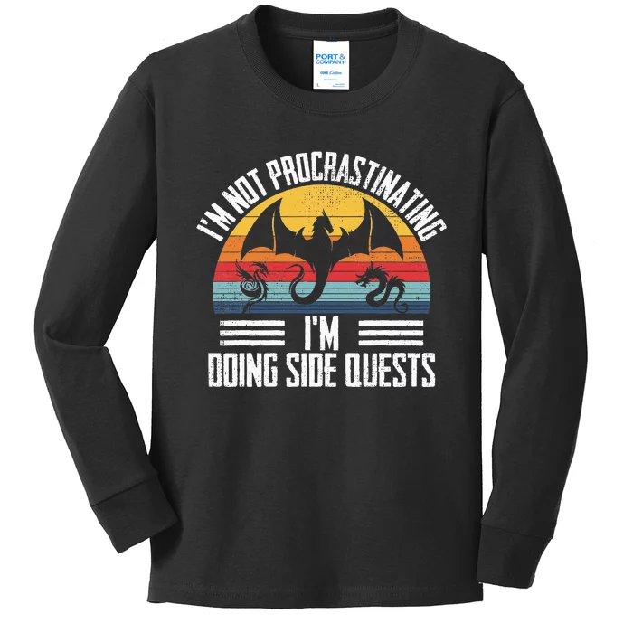 IM Not Procrastinating IM Doing Side Quests Rpg Dice Game Kids Long Sleeve Shirt