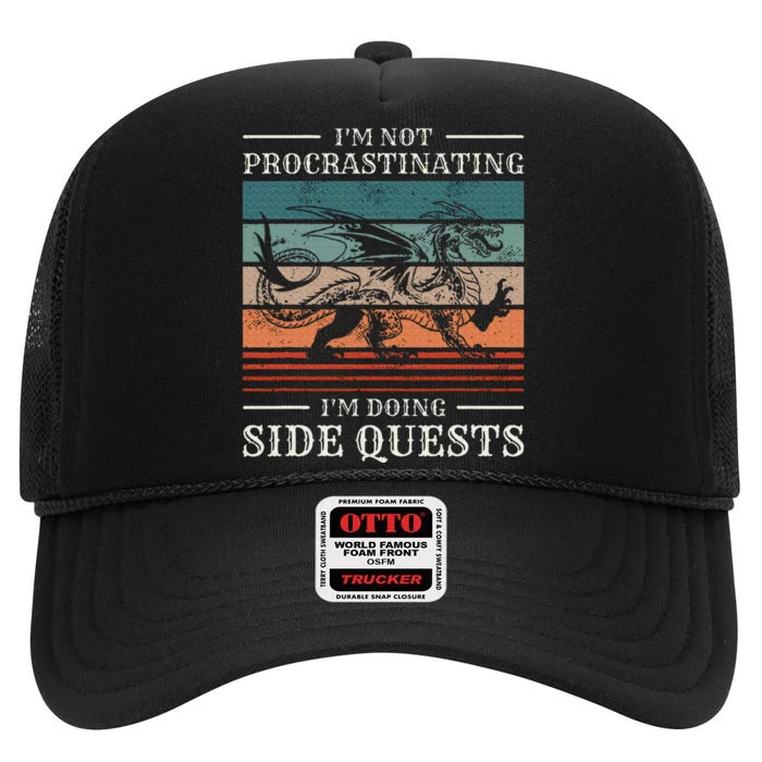 IM Not Procrastinating IM Doing Side Quests Rpg Gamer High Crown Mesh Trucker Hat