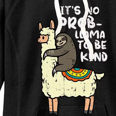 Its No Prob Llama To Be Kind Sloth Unity Day Orange Women's Fleece Hoodie