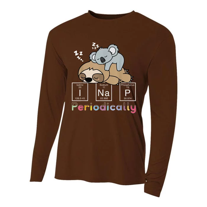 I Nap Periodically Funny Science Sloth Lover Koala Mama Bear Cooling Performance Long Sleeve Crew