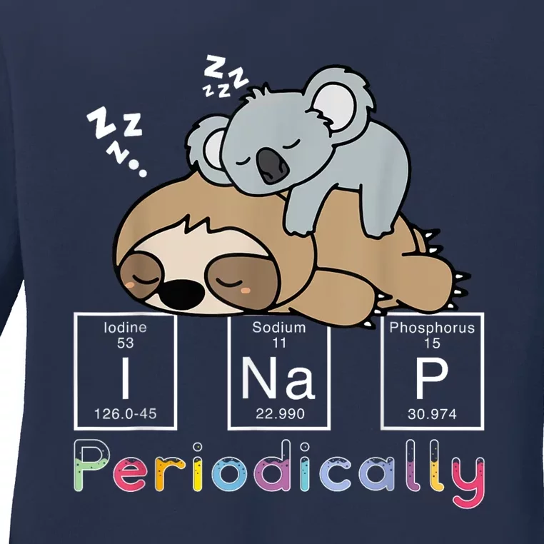 I Nap Periodically Funny Science Sloth Lover Koala Mama Bear Ladies Long Sleeve Shirt