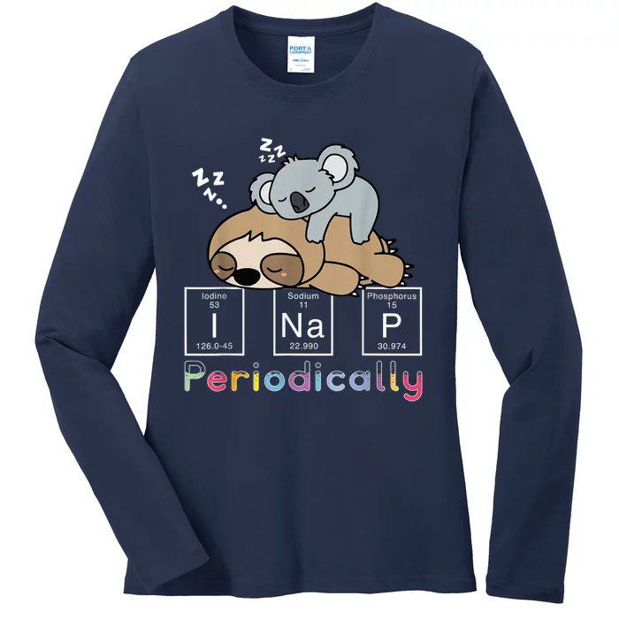 I Nap Periodically Funny Science Sloth Lover Koala Mama Bear Ladies Long Sleeve Shirt