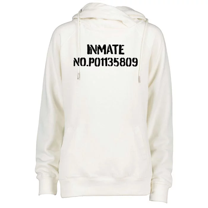 Inmate No. P01135809 County Jail Funny Orange Womens Funnel Neck Pullover Hood