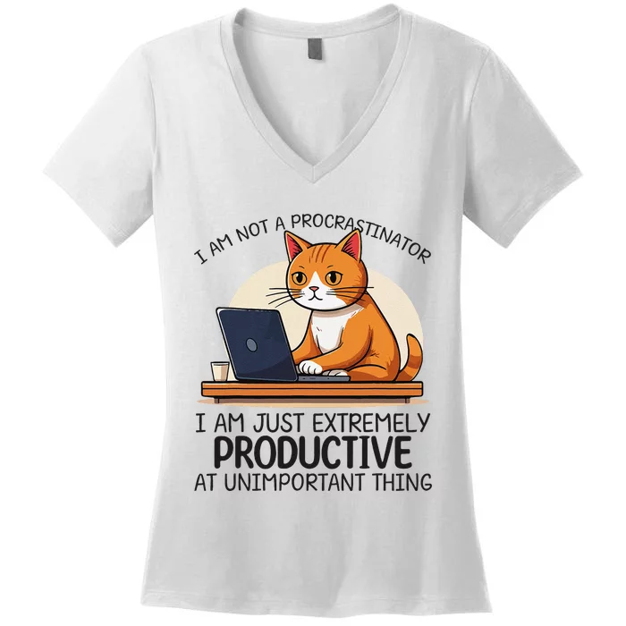 IM Not Procrastinator I’M Just Extremely Productive Cat Mom Women's V-Neck T-Shirt