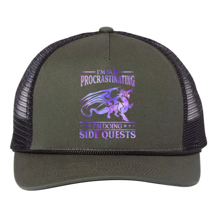 I'm Not Procrastinating I'm Doing Side Quests Dragons Master Retro Rope Trucker Hat Cap