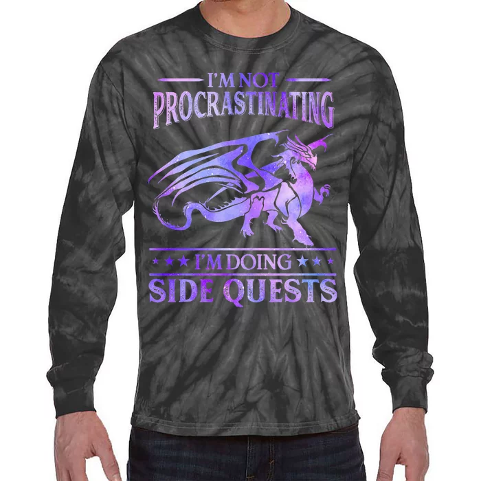 Im Not Procrastinating Im Doing Side Quests Dragons Master Tie-Dye Long Sleeve Shirt