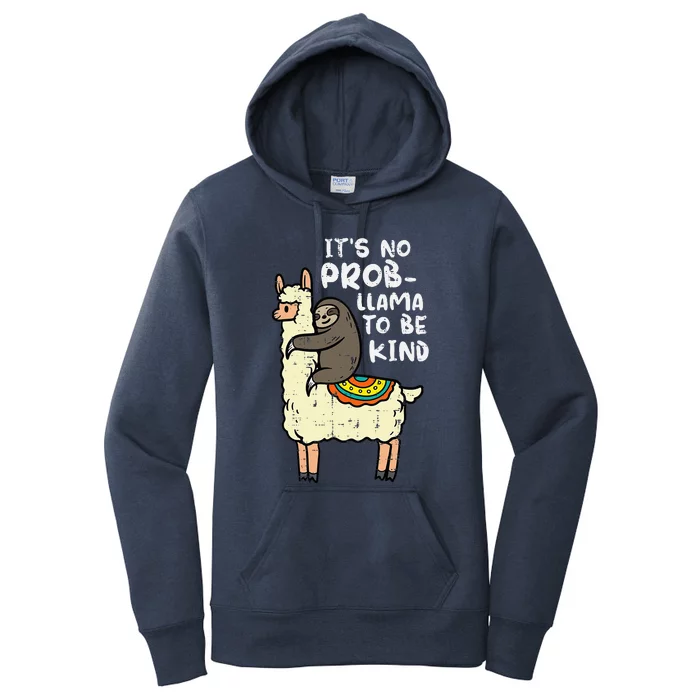 Its No Prob Llama To Be Kind Sloth Unity Day Orange Women's Pullover Hoodie