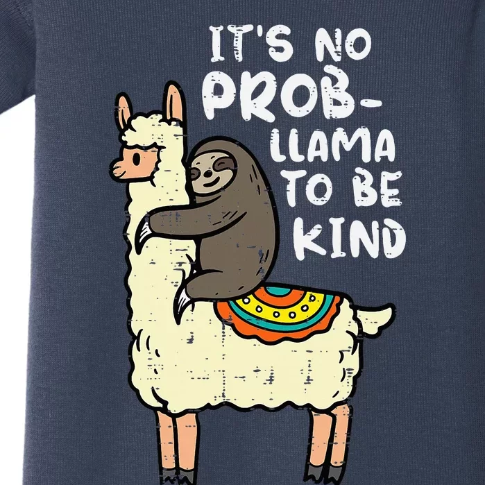 Its No Prob Llama To Be Kind Sloth Unity Day Orange Baby Bodysuit