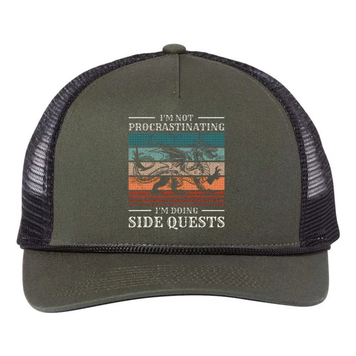 IM Not Procrastinating IM Doing Side Quests Rpg Gamer Retro Rope Trucker Hat Cap