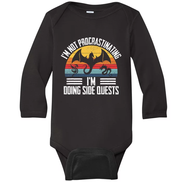 IM Not Procrastinating IM Doing Side Quests Rpg Dice Game Baby Long Sleeve Bodysuit