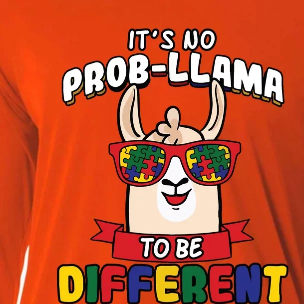 Its No ProbLlama To Be Different Autism Awareness Cooling Performance Long Sleeve Crew