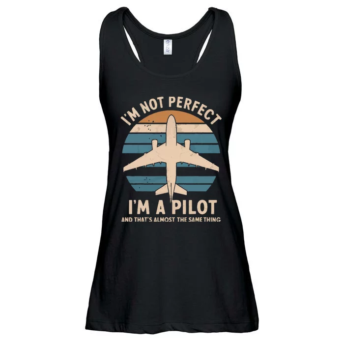 Im Not Perfect But Im A Pilot Ladies Essential Flowy Tank