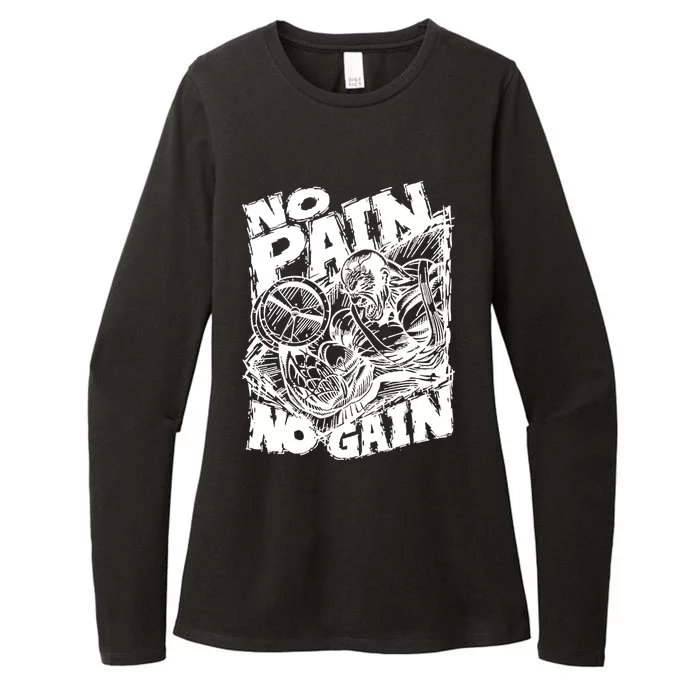 Inspirational No Pain No Gain Fitness Gift Womens CVC Long Sleeve Shirt