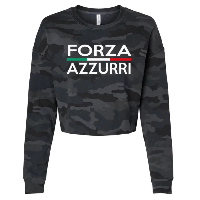 Italy National Pride Forza Azzurri Italia Cropped Pullover Crew