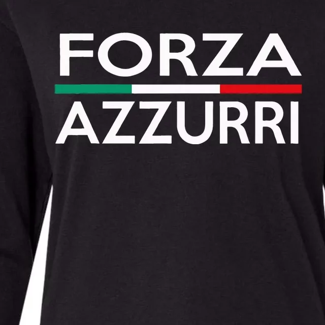 Italy National Pride Forza Azzurri Italia Womens Cotton Relaxed Long Sleeve T-Shirt