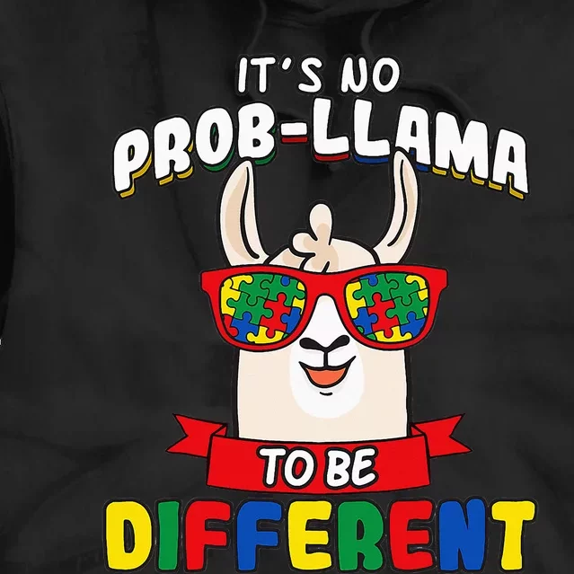 It's No Prob-Llama To Be Different Autism puzzle Tie Dye Hoodie