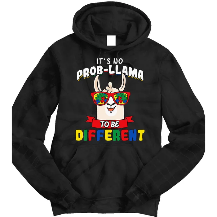 It's No Prob-Llama To Be Different Autism puzzle Tie Dye Hoodie