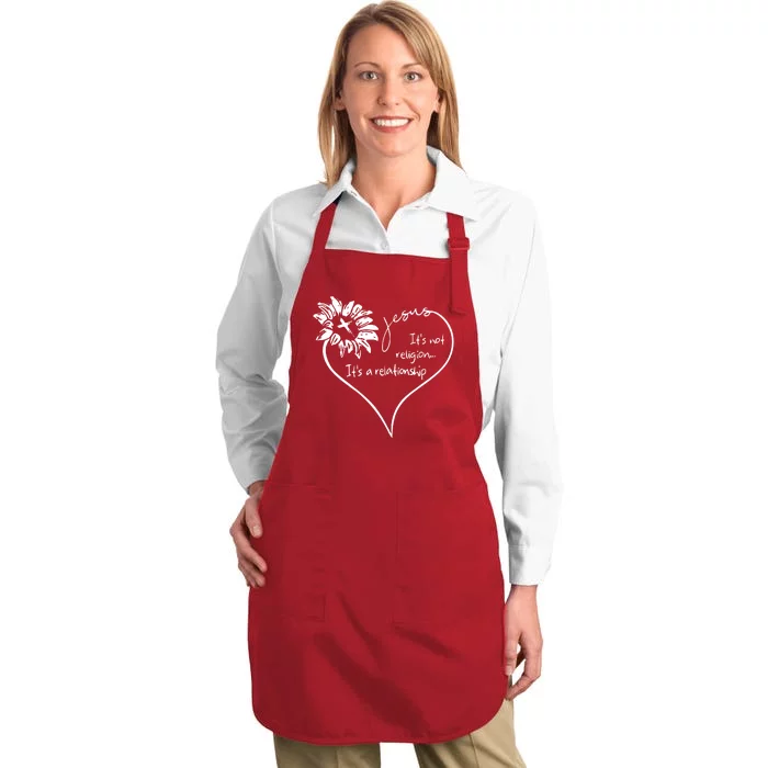 It's Not Religion It's A Relationship Jesus Full-Length Apron With Pocket