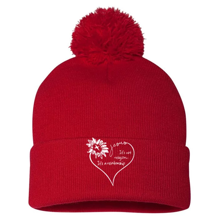 It's Not Religion It's A Relationship Jesus Pom Pom 12in Knit Beanie