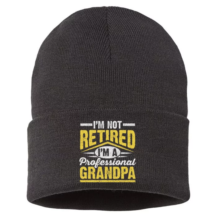 Im Not Retired Im A Professional Grandpa Grandparents Day Sustainable Knit Beanie