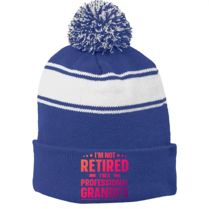 Im Not Retired Im A Professional Grandpa Cute Gift Father Day Gift Stripe Pom Pom Beanie