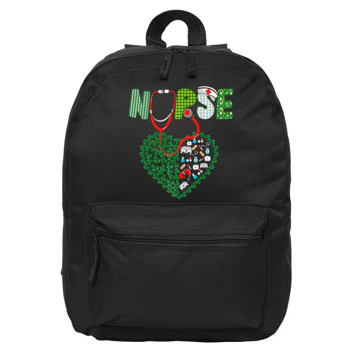 Irish Nurse Shamrock Stethoscope St Patrick's Day 16 in Basic Backpack