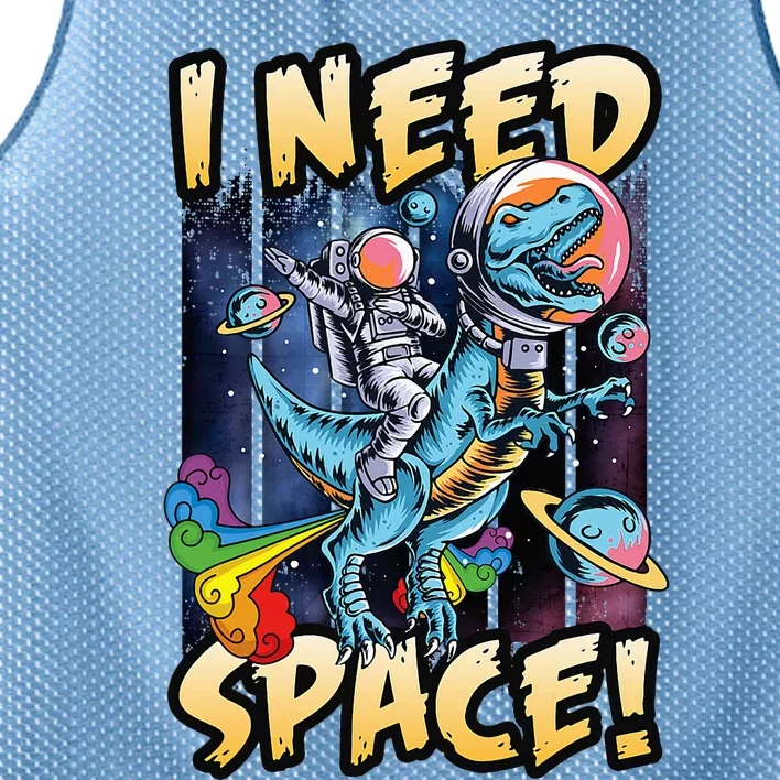 I Need Space Astronaut Riding A Blue Dinosaur In Space Mesh Reversible Basketball Jersey Tank