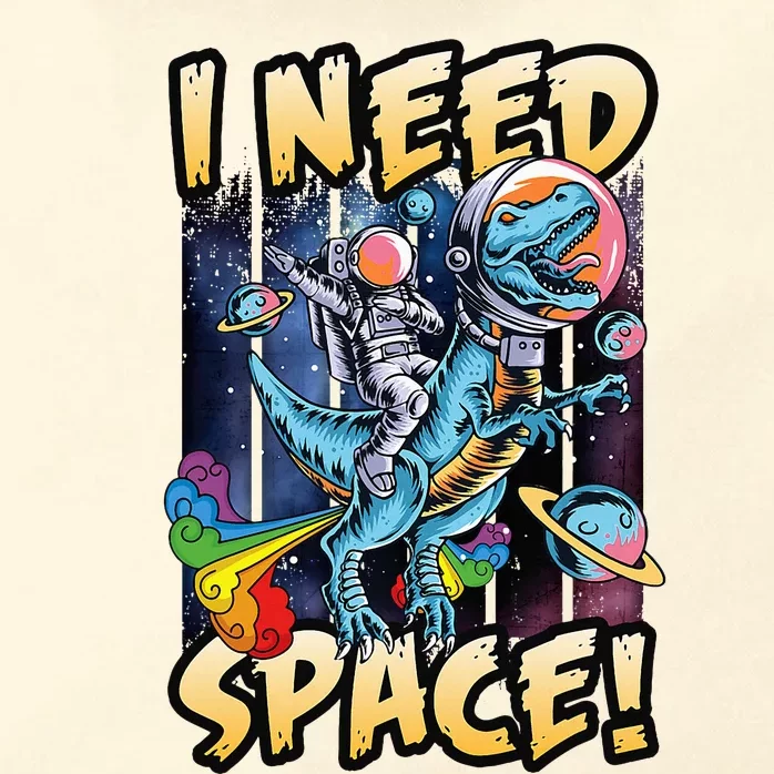 I Need Space Astronaut Riding A Blue Dinosaur In Space Zip Tote Bag