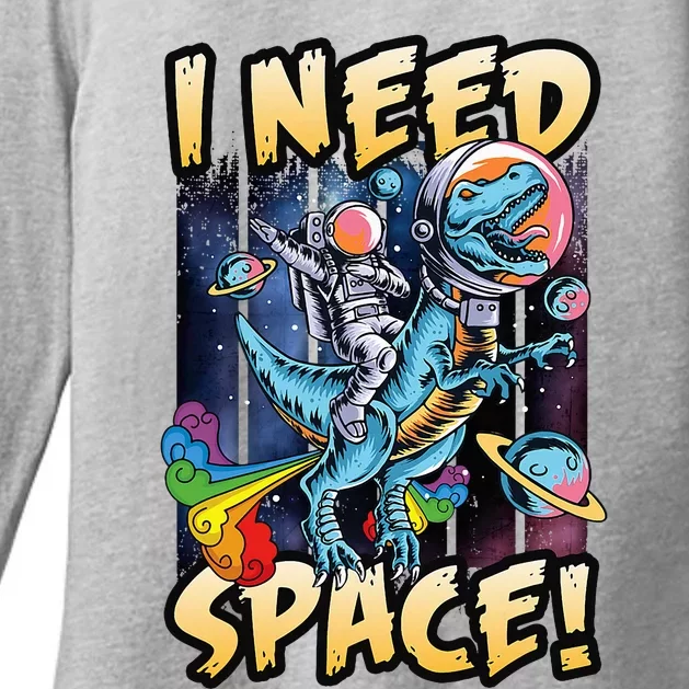 I Need Space Astronaut Riding A Blue Dinosaur In Space Womens CVC Long Sleeve Shirt