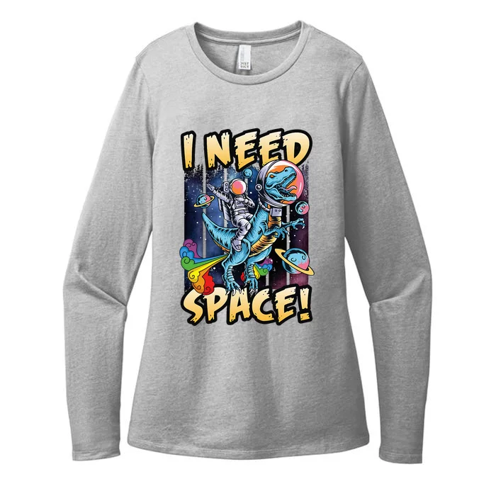 I Need Space Astronaut Riding A Blue Dinosaur In Space Womens CVC Long Sleeve Shirt