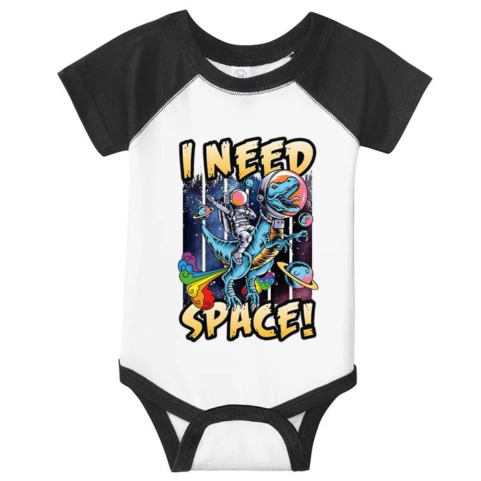 I Need Space Astronaut Riding A Blue Dinosaur In Space Infant Baby Jersey Bodysuit