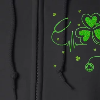 Irish Nurse St Patricks Day Shamrock Stethocsope Full Zip Hoodie